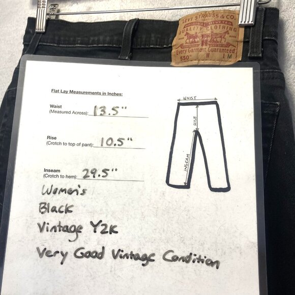 Vintage Y2K Levis 550 Jeans Womens 8 Black High Rise Relaxed Fit Tapered Retro - Picture 4 of 14